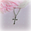 RH-38  Plain High polished Rhodium Cross Necklace