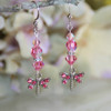 AER-22  Dragonfly Pink Swarovski Earrings