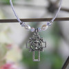 IN-630 Fleur De Lis Cross Necklace with accent Freshwater Pearls