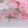IN-103 Rose Crystal Jeweled Cross Bracelet