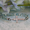 IN-104 Aquamarine Jeweled Cross Bracelet