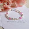 CJ-462 Baby 5" Freshwater Pearls and Pink Glass Hearts Bracelet