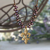 IS-659 Designer Fleur de Lis Freshwater Pearl Necklace
