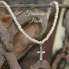 IN-403 CZ cross & Freshwater Pearls Necklace