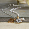 IS-183  Oh so stylish St. Benedict & Pearls 20-24" "Necklace