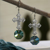 IN-59  WOW Fabulous Color Crystal Filagree Cross Earrings