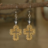 IN-62  Hammered Cross Dangle Earrings