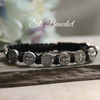 IN-166SI   St. Benedict Corded Bracelet with Message card and Organza bag