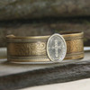 ART-137  Vintage Style Cuff Bracelet with St. Benedict medal