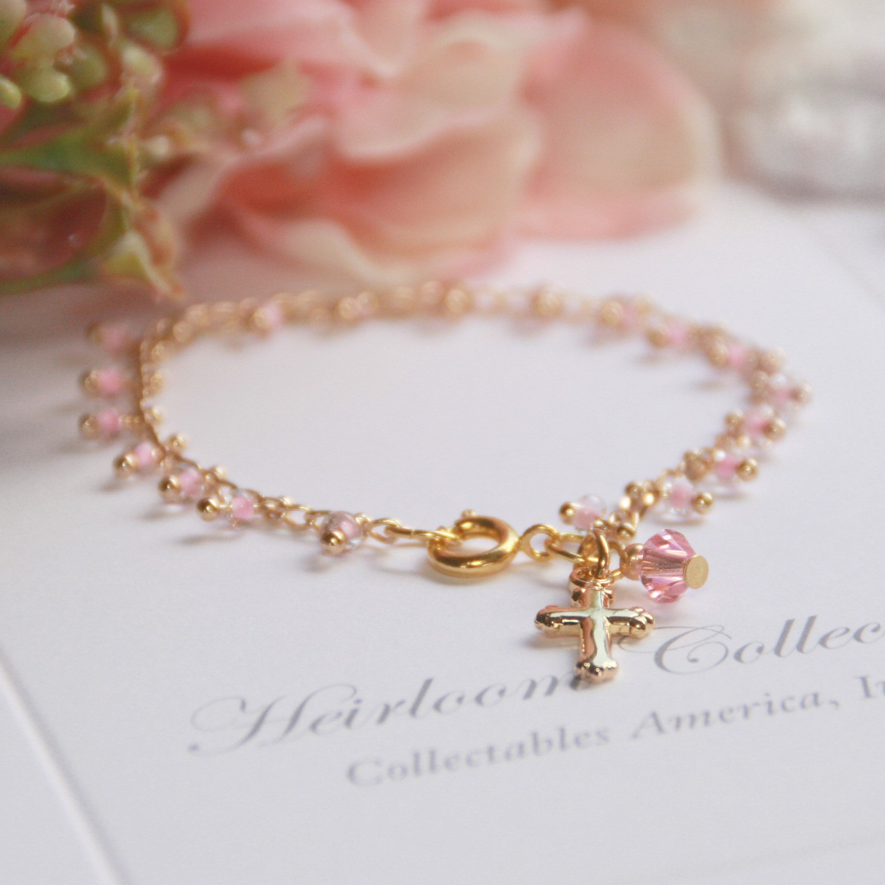 CJ-511  Pure Sweetness Pink Beaded Infant Bracelet