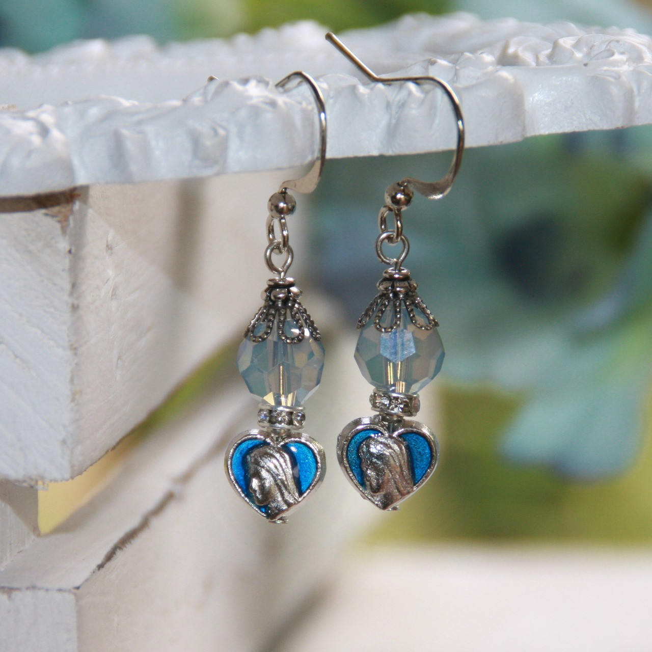 IN-67  Mary Enamel and Crystal Earrings