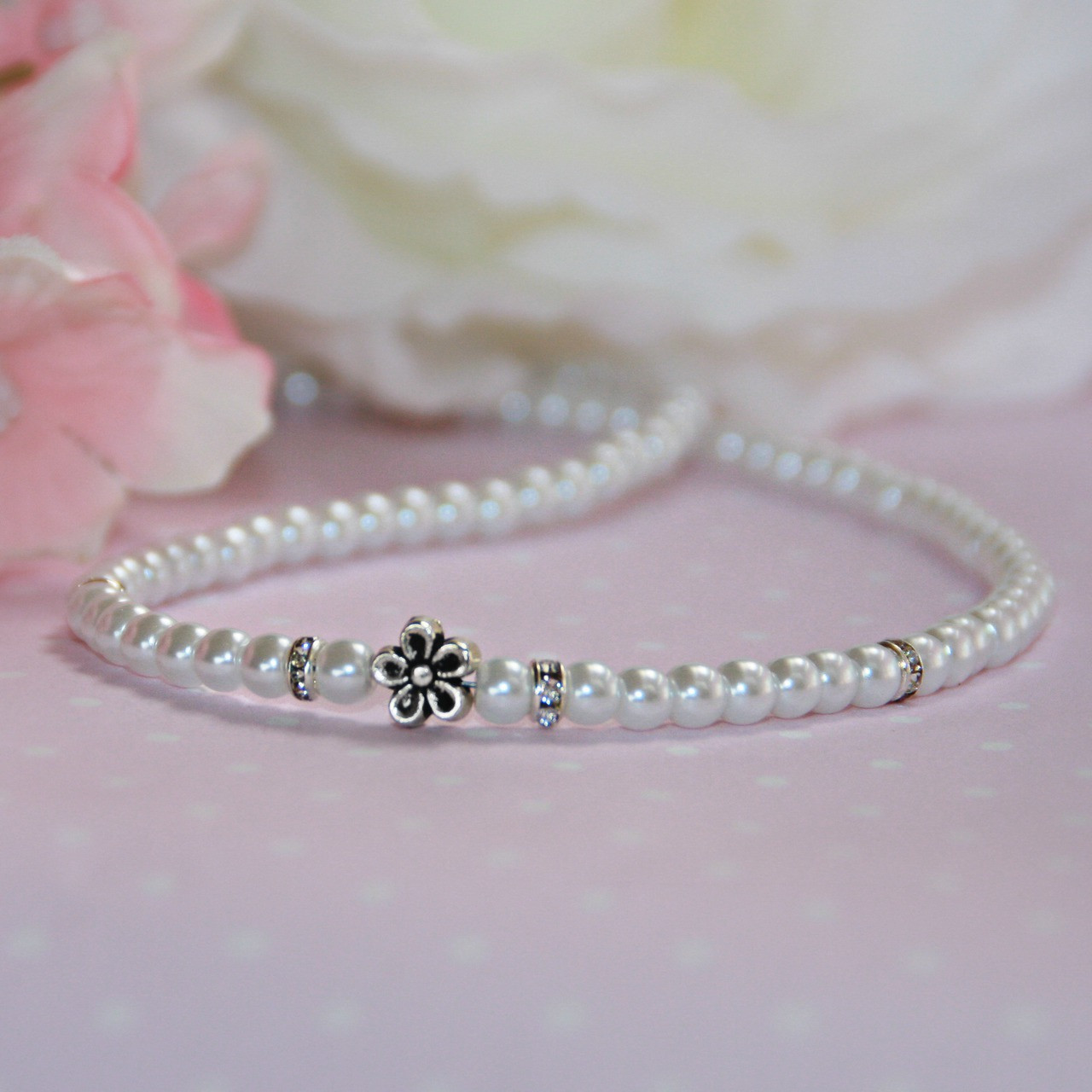 flower girl pearl necklace