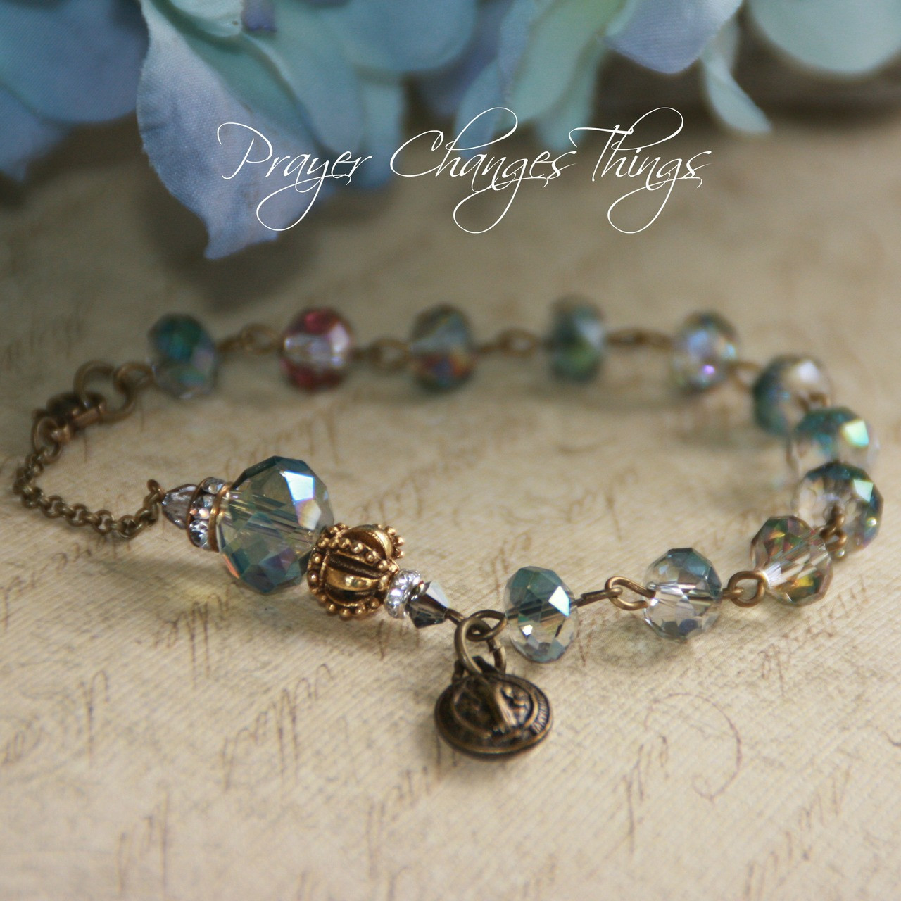 IN-192  Rosary Style St. Benedict Beaded Bracelet GORGEOUS!