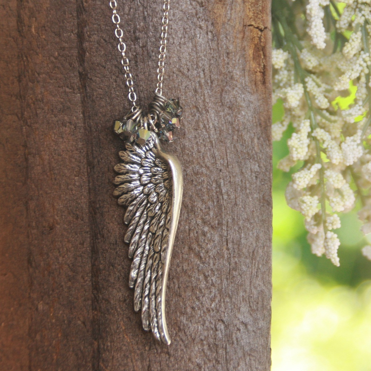 IS-27N  Wing and Oodles of Swarovski Crystals Necklace