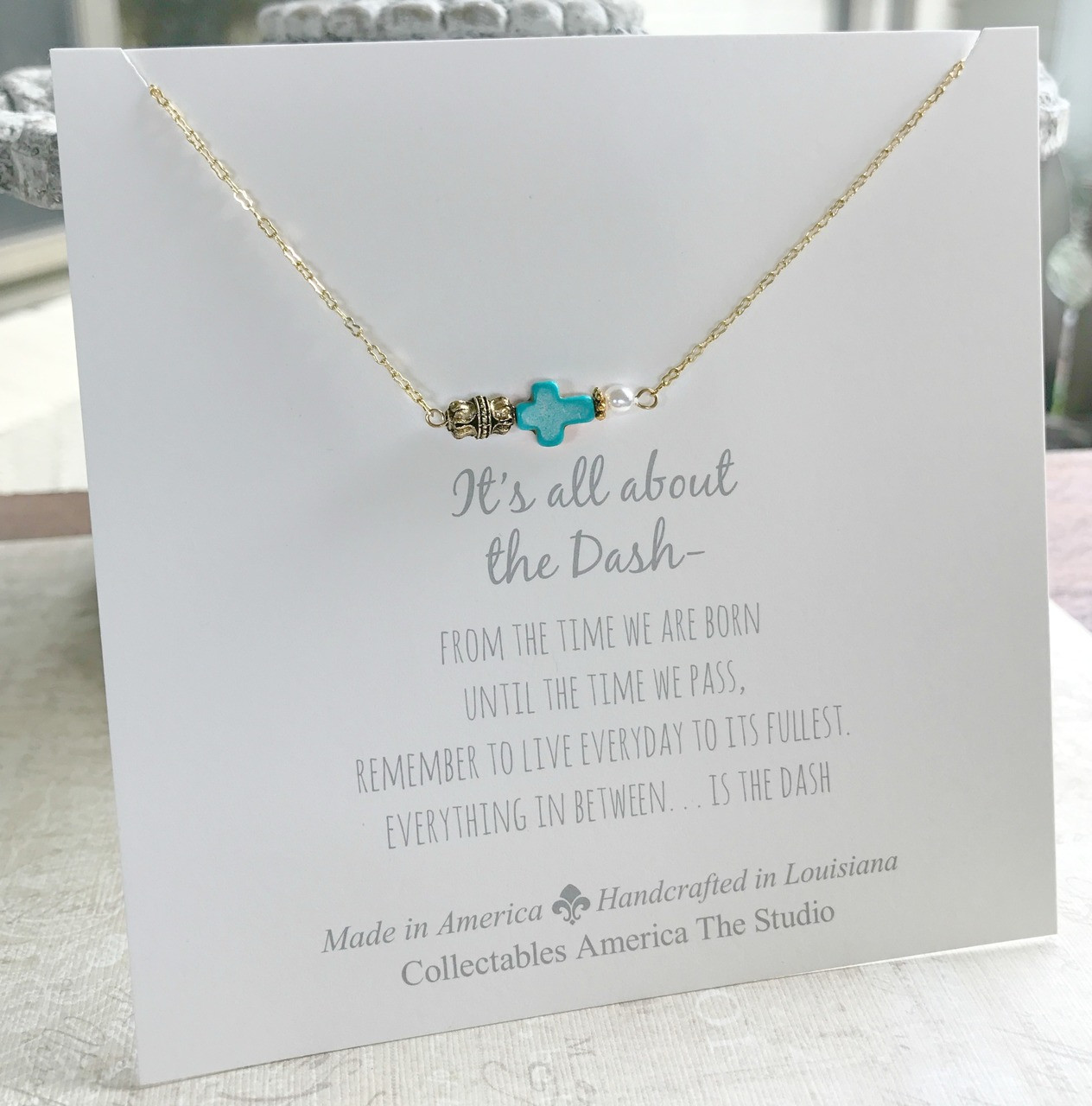 DA-3  Cross Bead and a Pearl All about the Dash Necklace