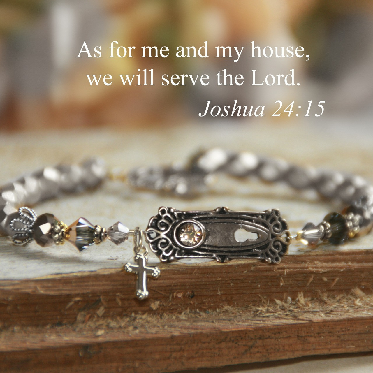 IN-393  As for Me and My House we will serve the Lord Silver Bracelet 