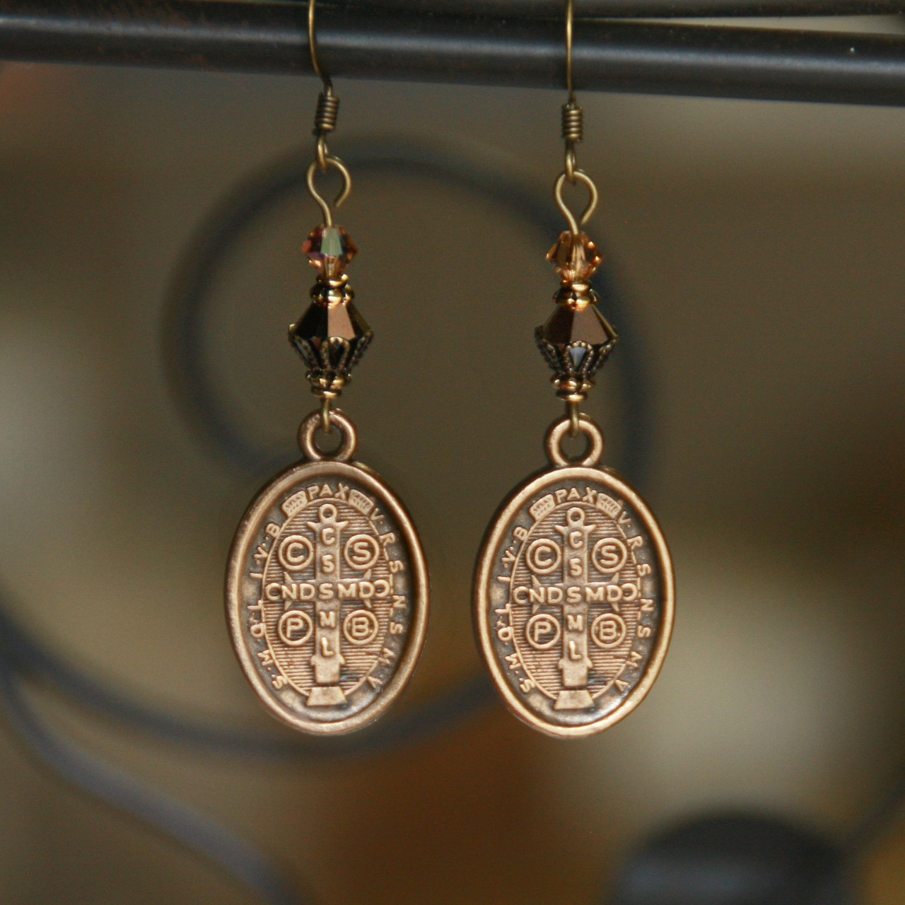 IN-84F Fancy St. Benedict Earrings Vintage Style