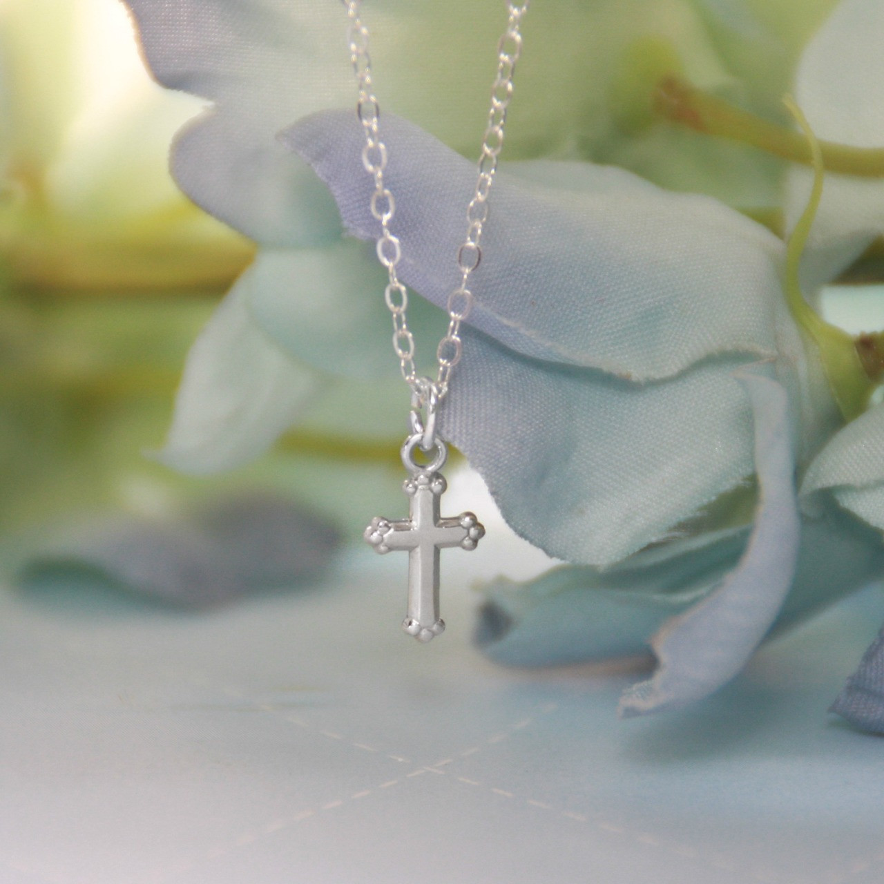 STG-91  Infant Cross Classic Necklace is a must for Every Order!  Classic Sterling Silver Top Seller!