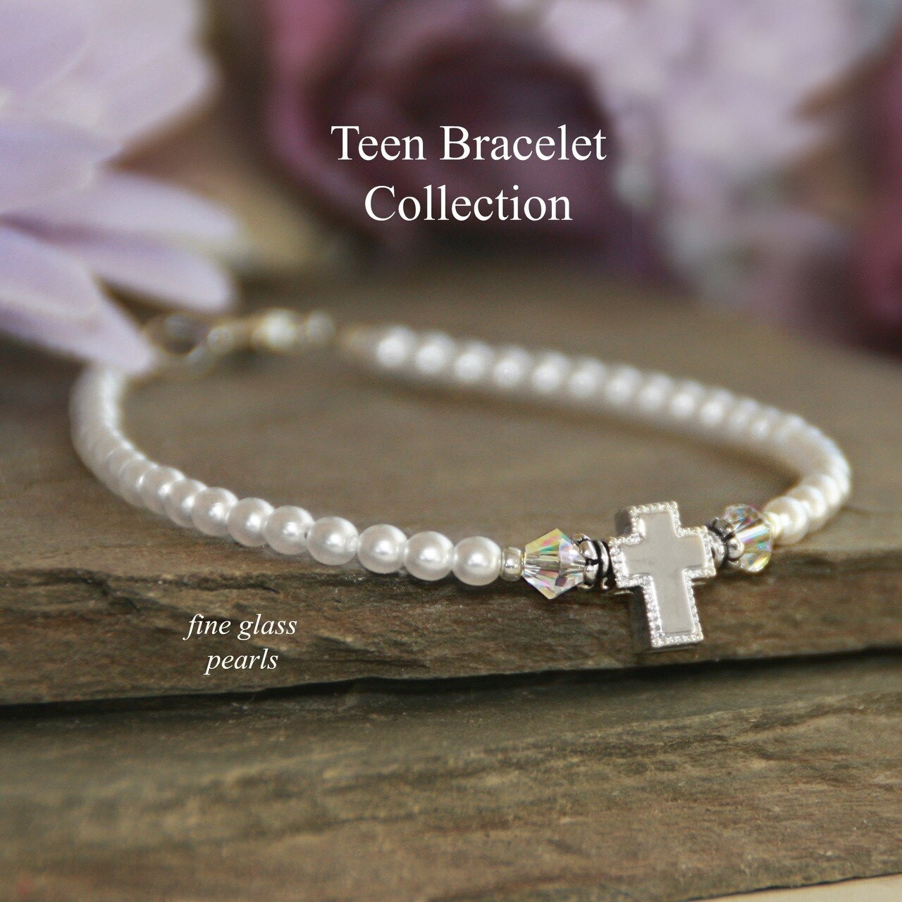 TN-6  Teen Prayer Bracelet Glass Pearl Swarovski