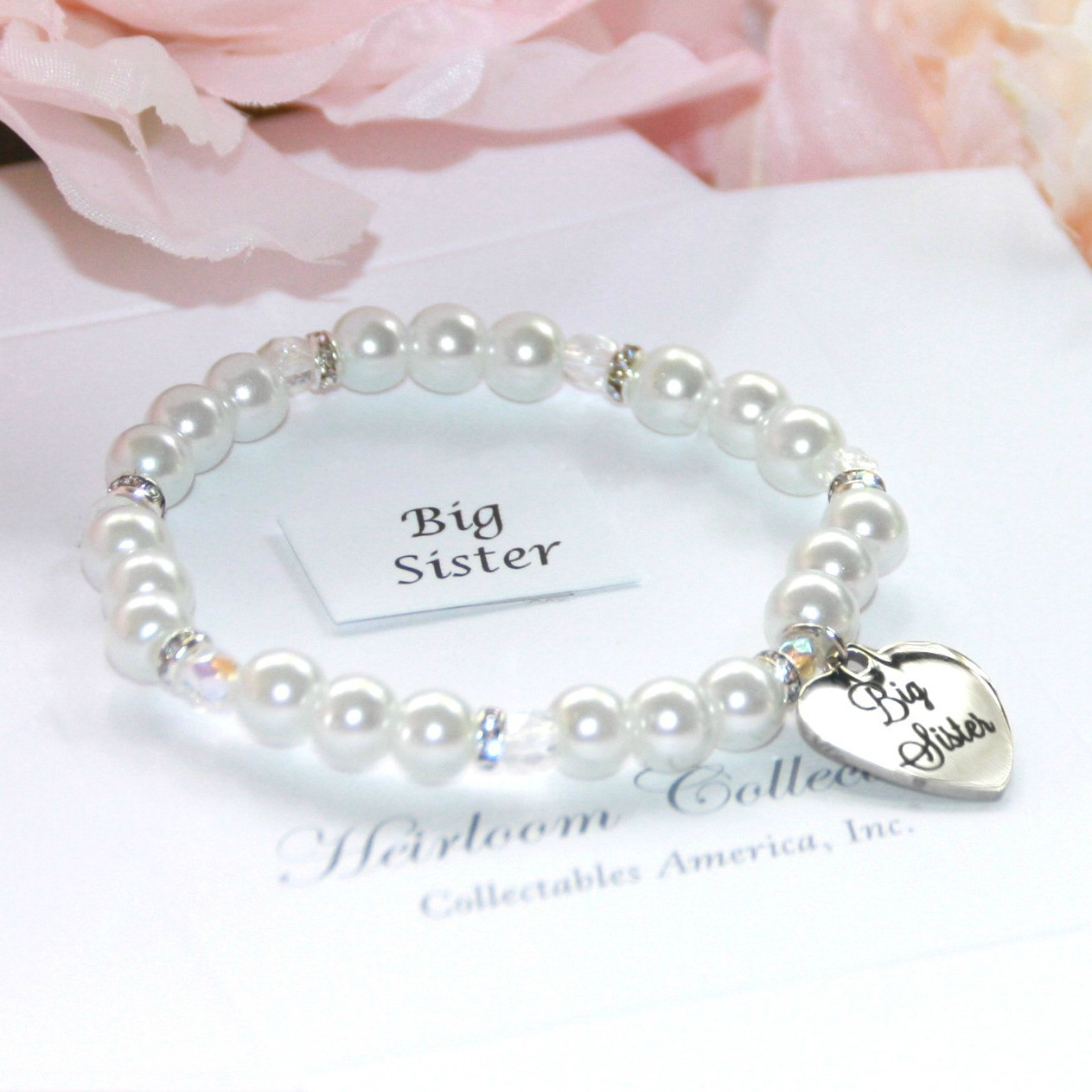 CJ-163  Big Sister Chunky Glass Pearl Bracelet 5"