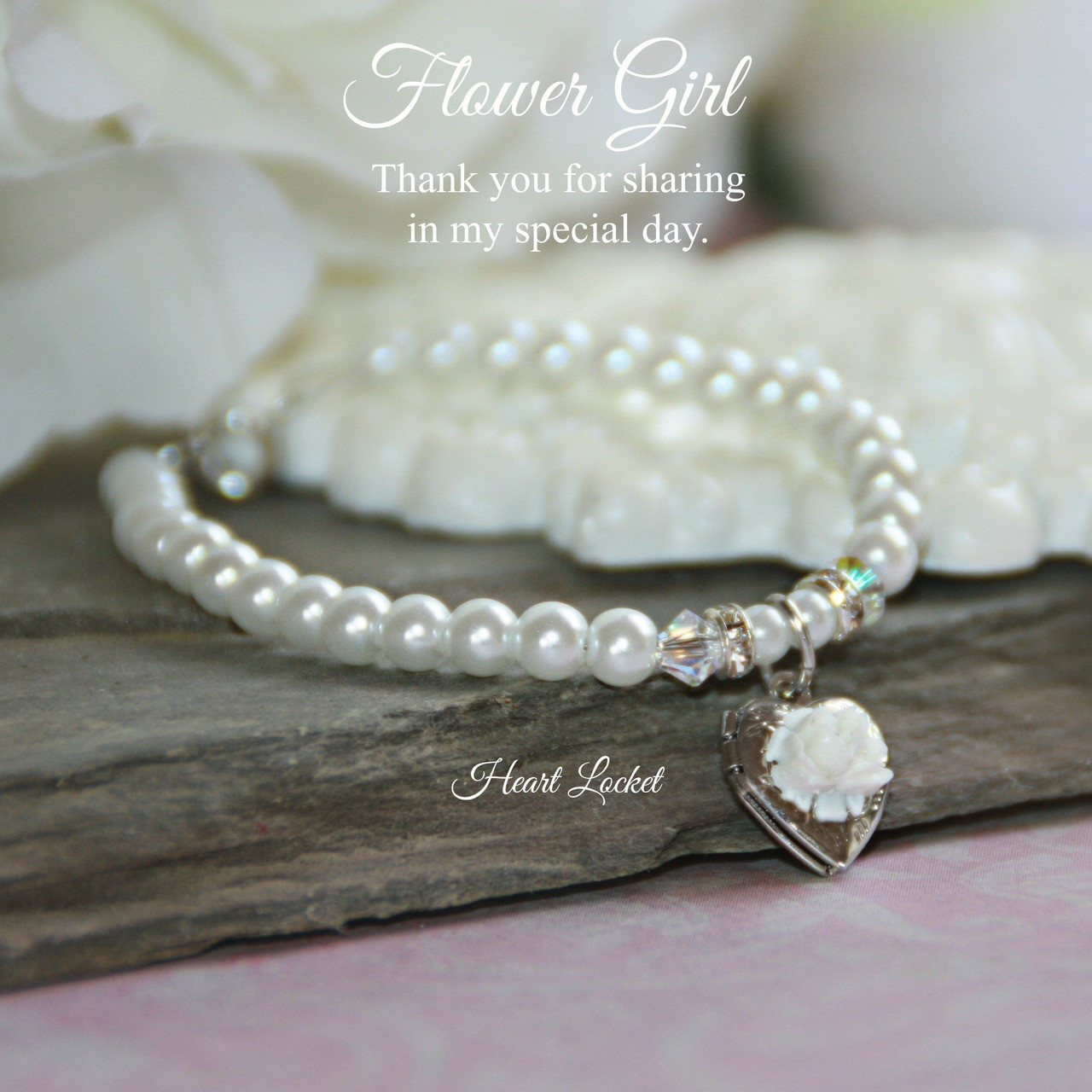 Cj 160 6 Flower Gril 6 Bracelet With Heart Locket Collectables The Studio