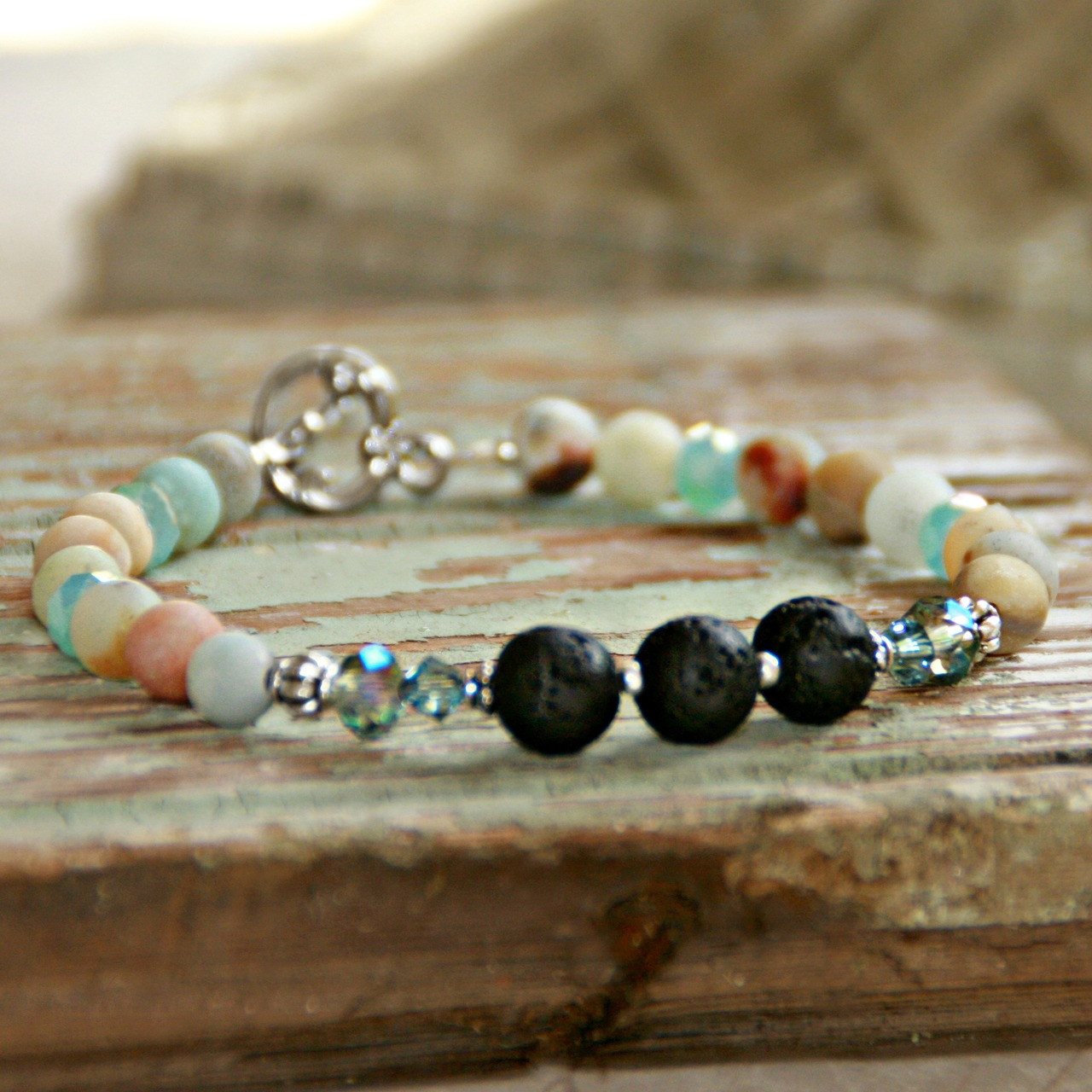 BR-33  Essential Oil Diffuser Bracelet Precious Amazonite