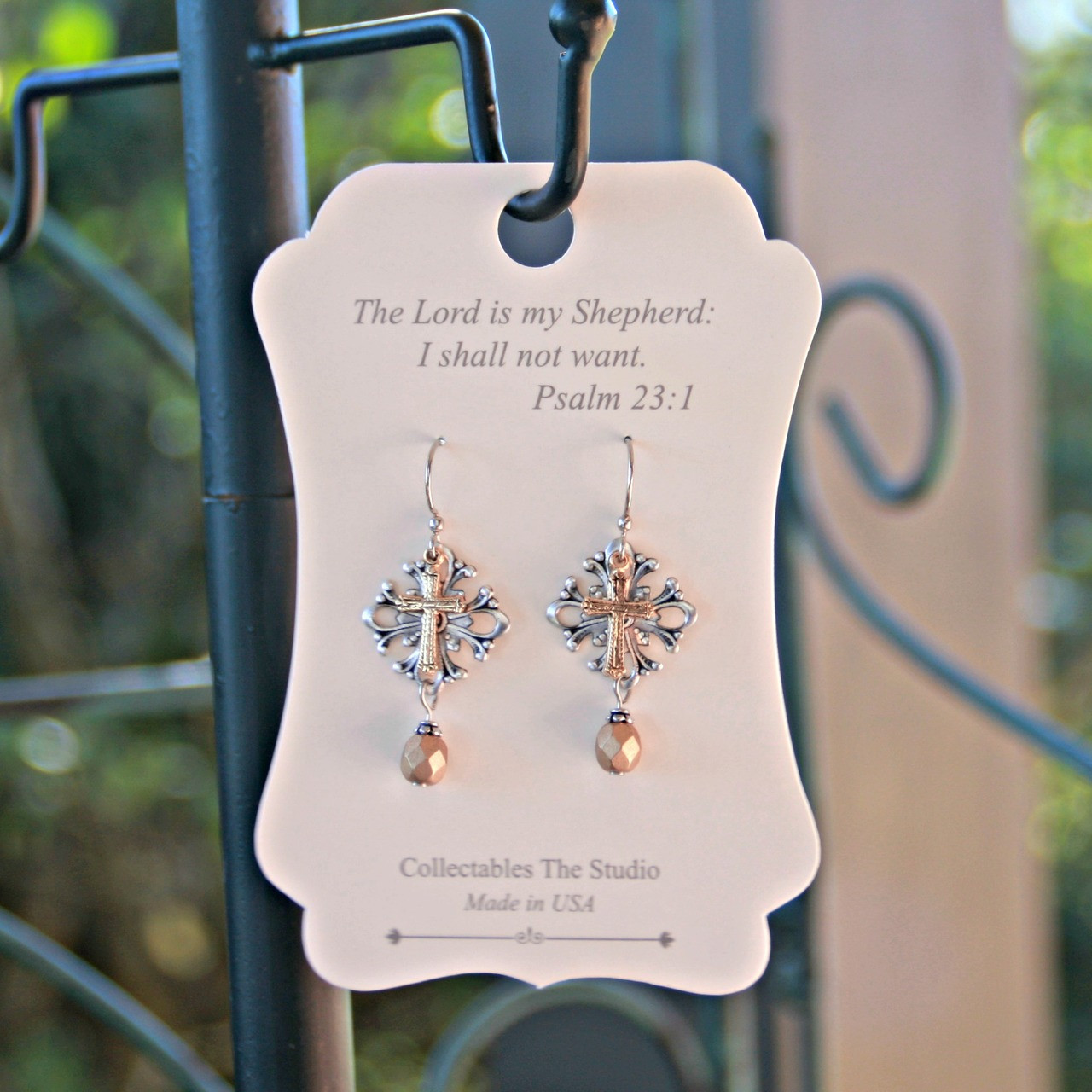 FER-401  The Lord is my Shepherd Message Earrings