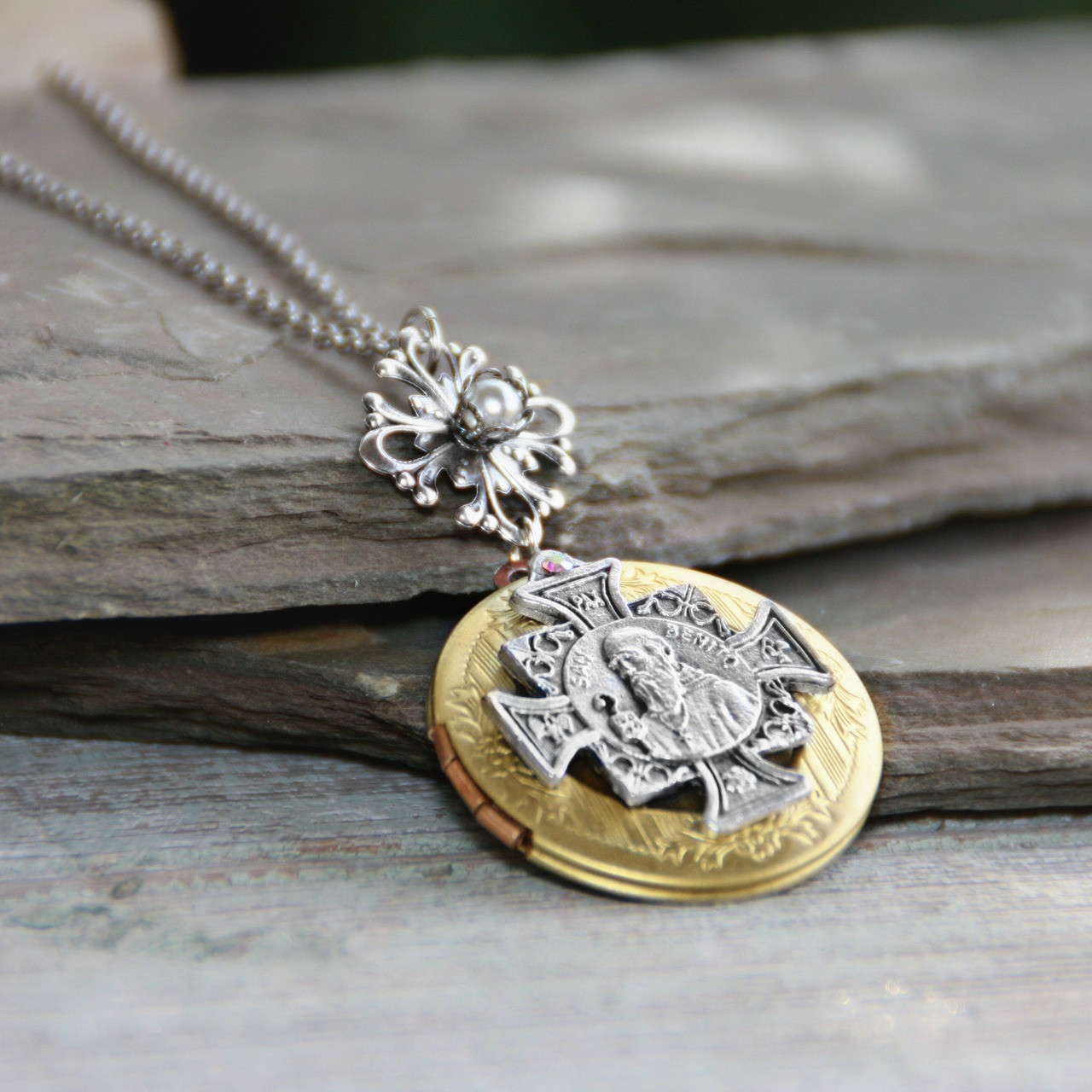 IN-639  Fabulous St. Benedict Locket Necklace