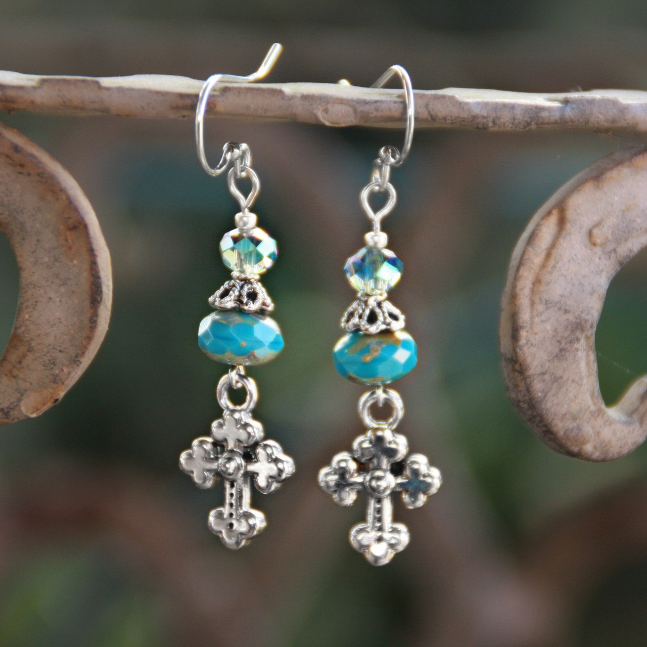 IN-86  Love the Cross Earrings with Beautiful Crystals