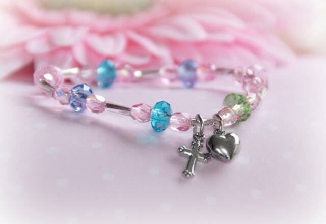 CJ-383 Pastel Crystals Baby Bracelet 5"