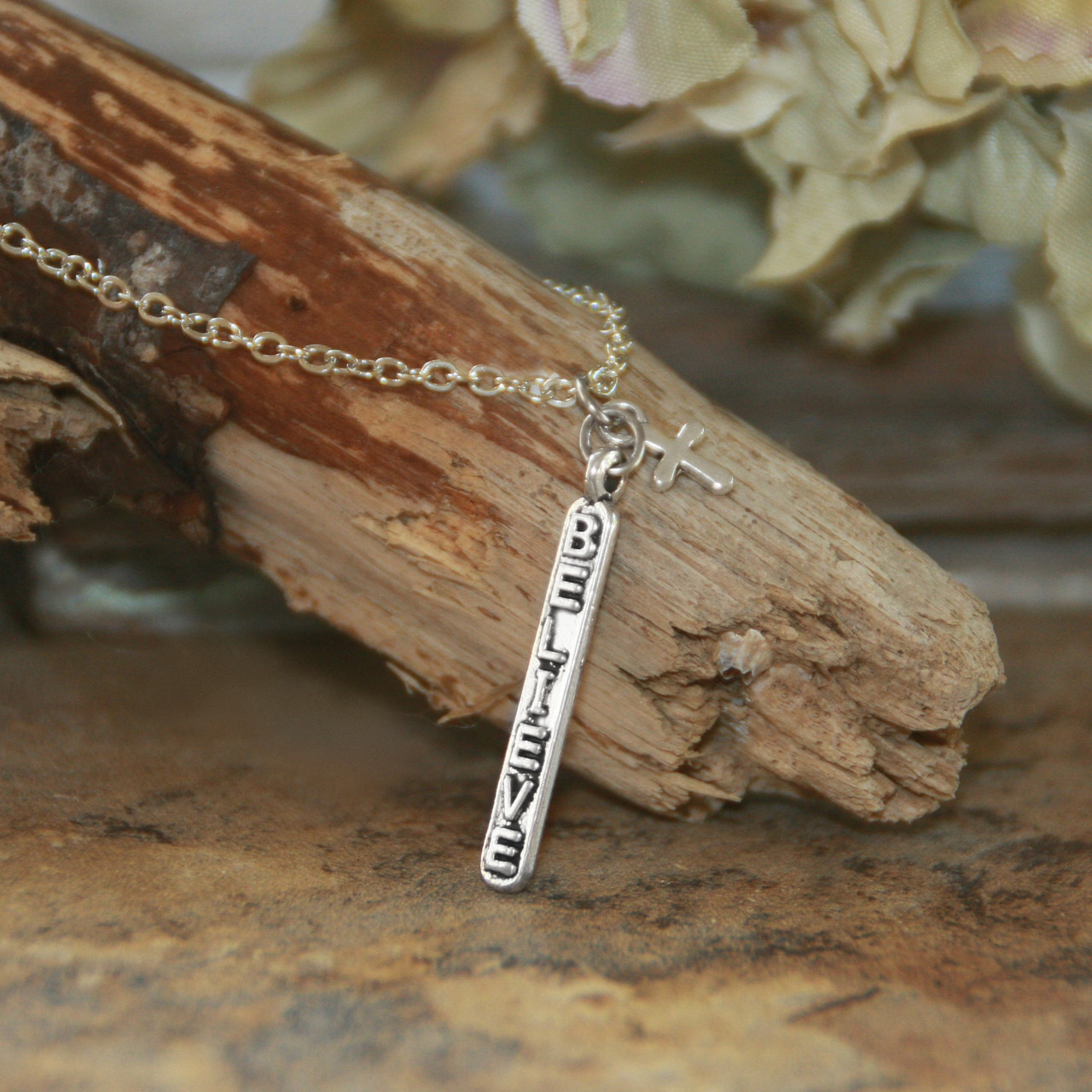 IN-604B   Believe Dainty Cross Necklace