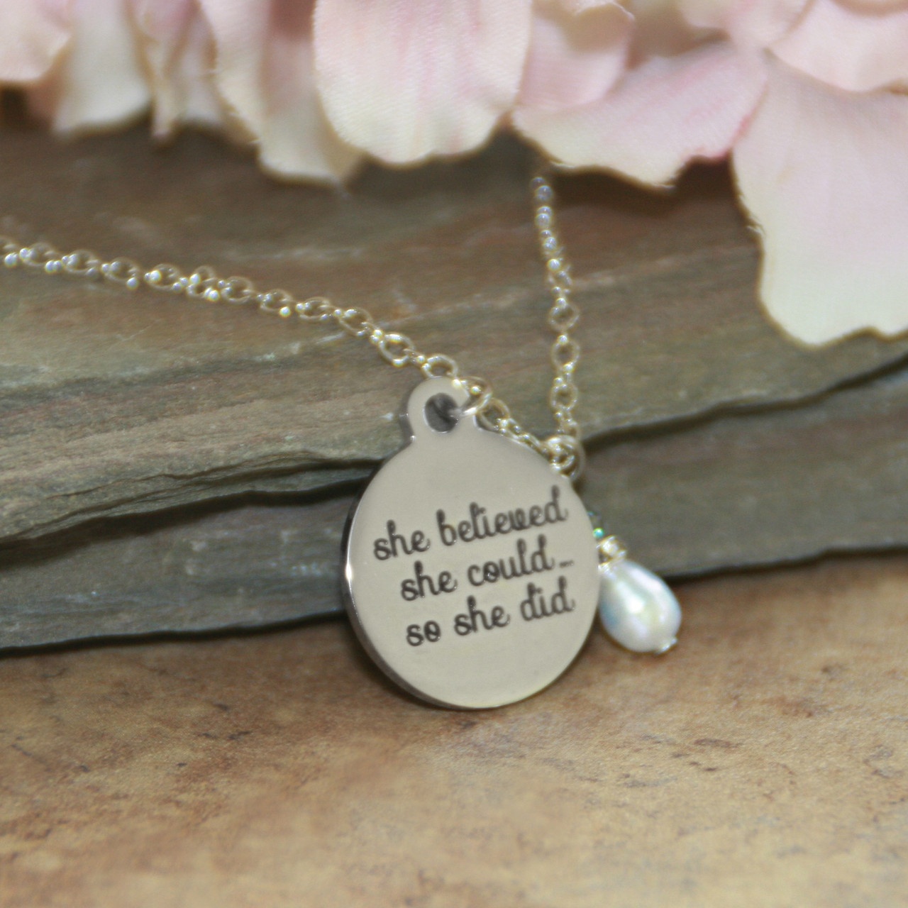 IN-615  She Believed She Could so She Did Necklace