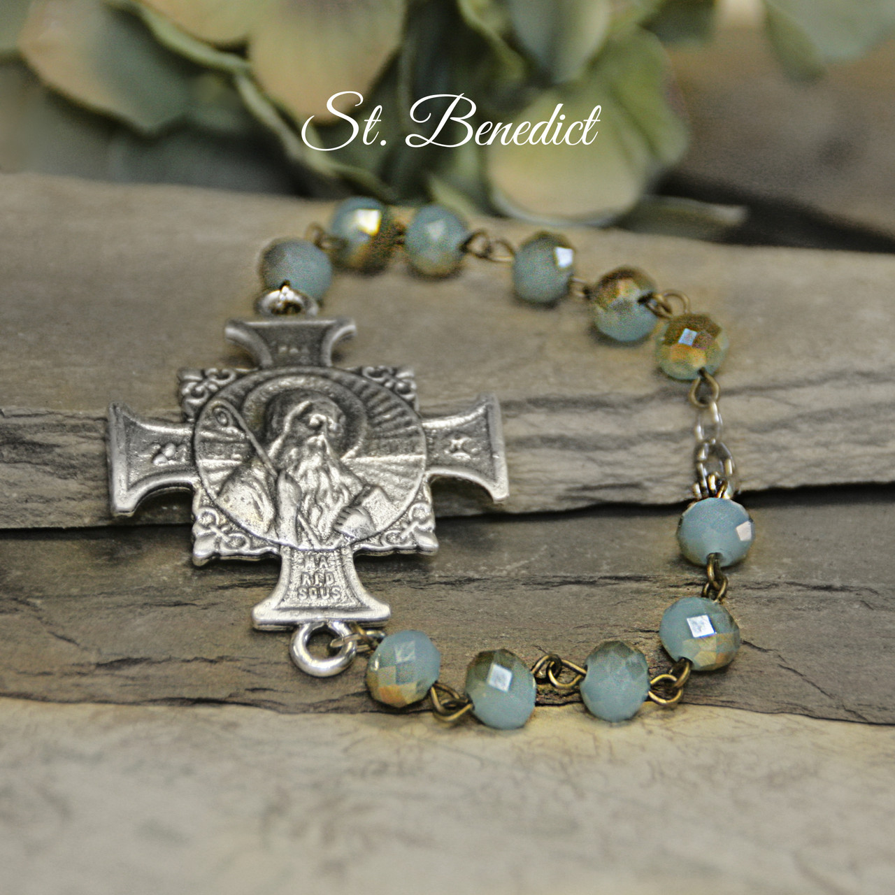 IS-815  Stunning St. Benedict Bracelet Beautiful Blue