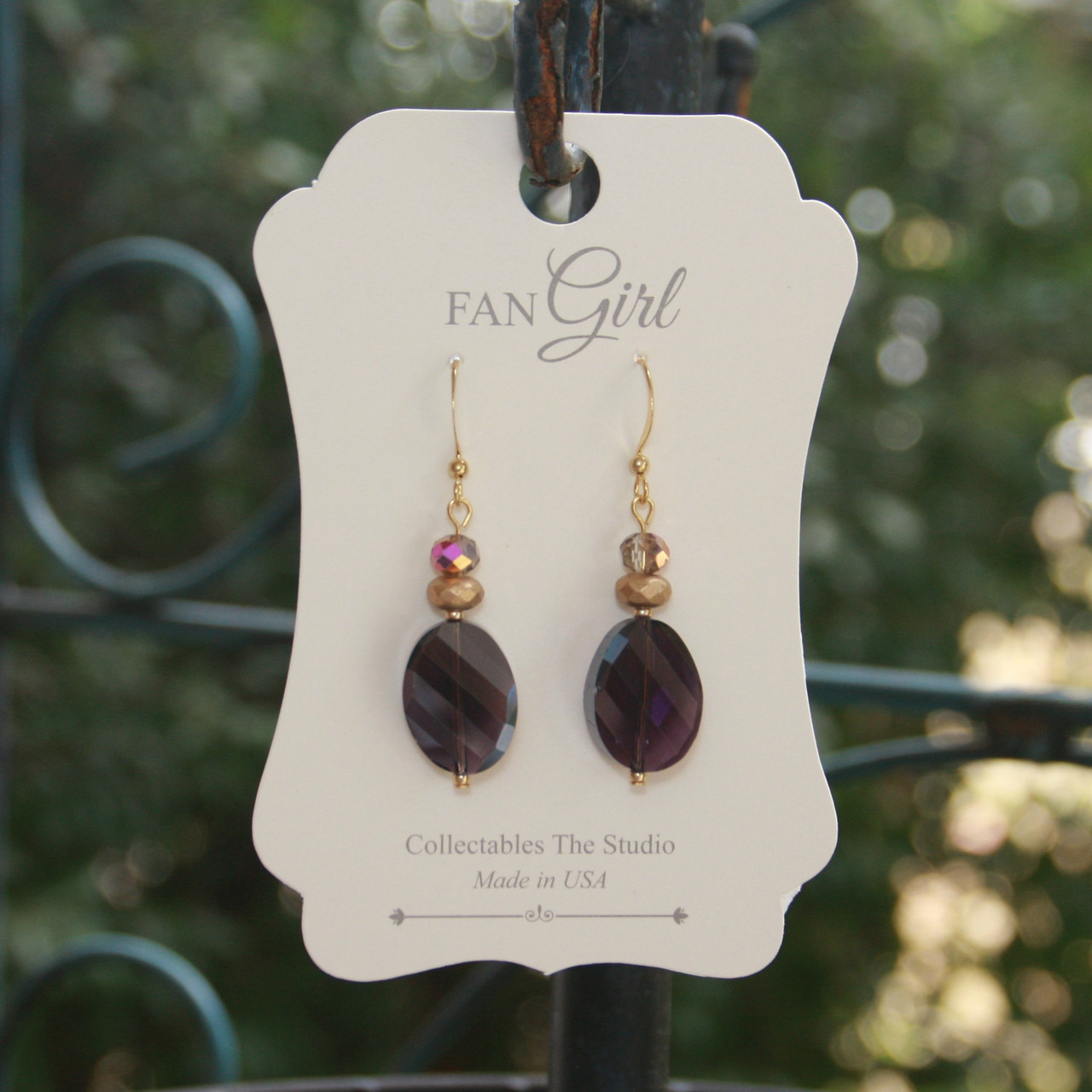 TG-43E  Purple Faceted Beaded Earrings