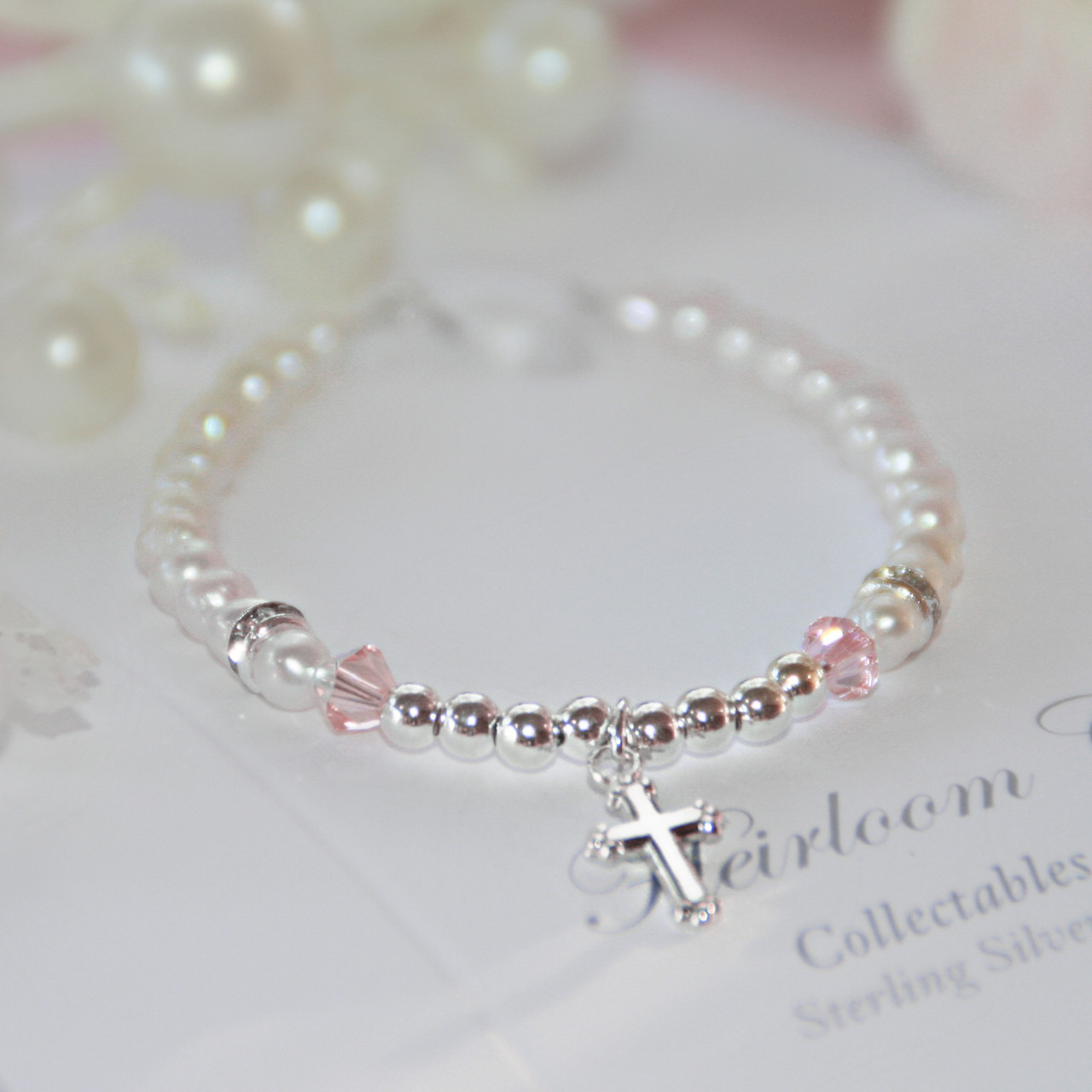 STG-273-4.5  Freshwater Pearls and Sterling Silver Infant Bracelet