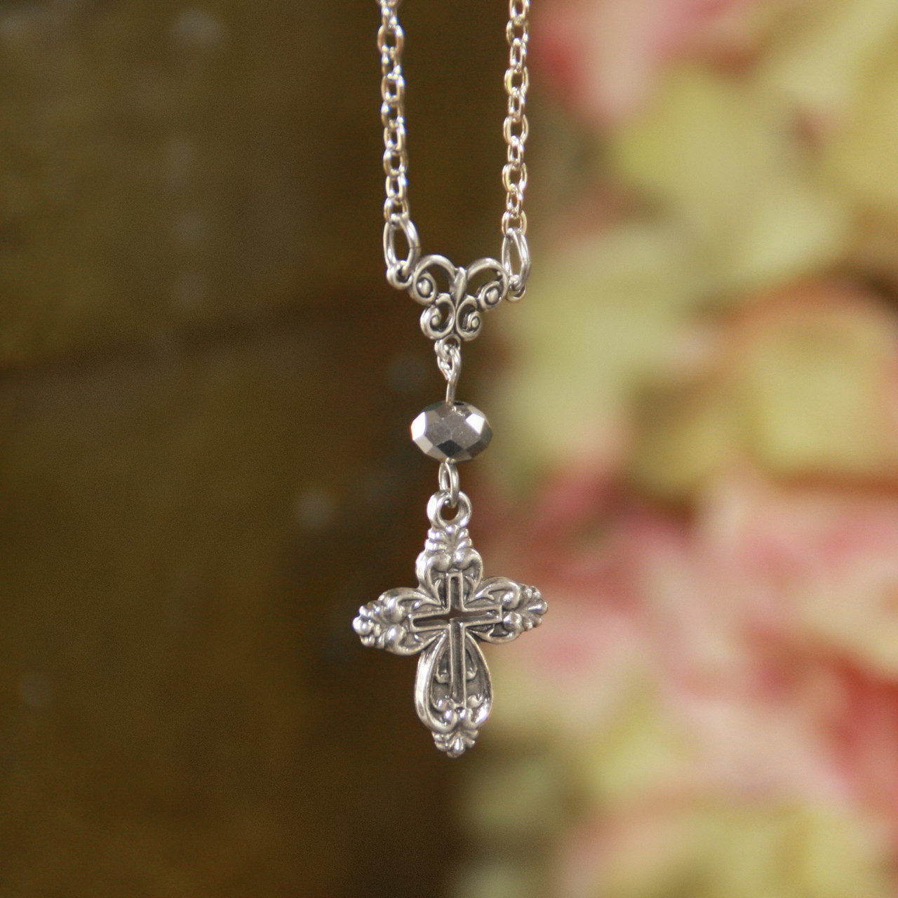 IN-486  Simple Timeless Cross Drop Necklace