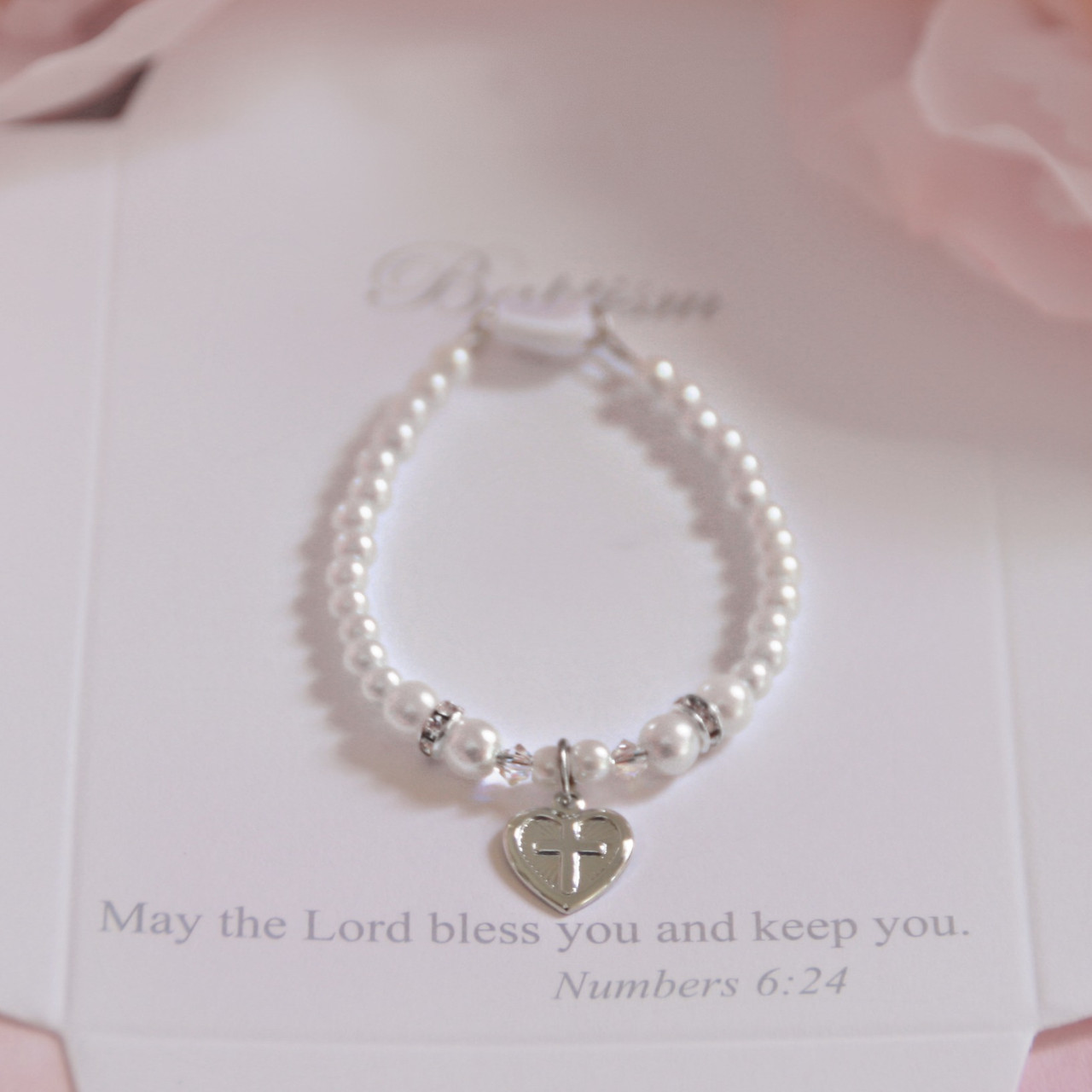 CJ-570-5  Baptism 5" Glass Pearl Bracelet