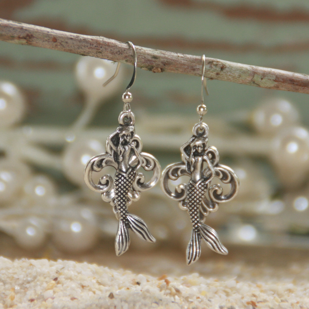 OC-16  Mermaids and Scrolls Earrings