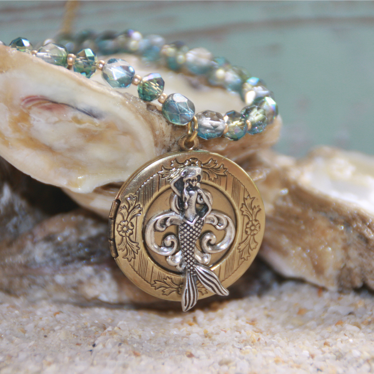 OC-27  Mermaid on a Locket in Style Necklace