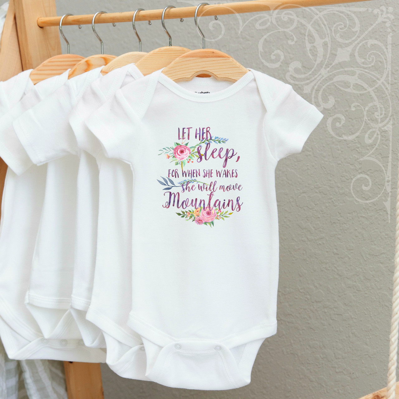 00-23CR  Let Her sleep 3-6 Months Onesie (with crystals)