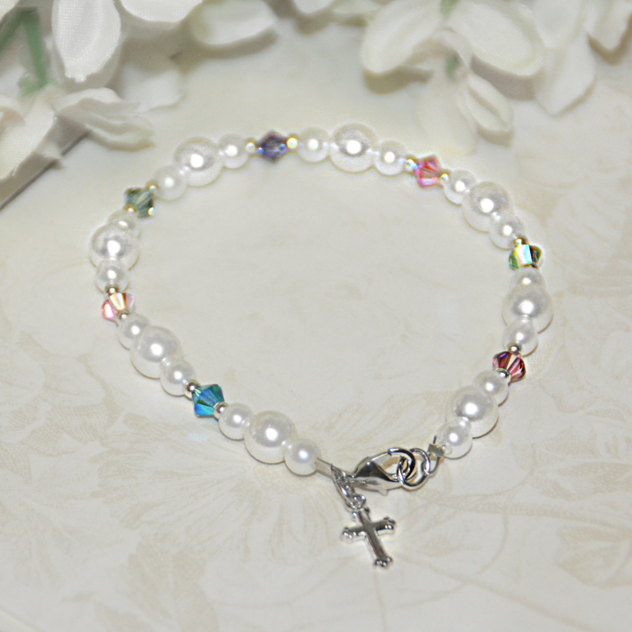 GG-47  Crystals and Pearls God's Girl Bracelelt