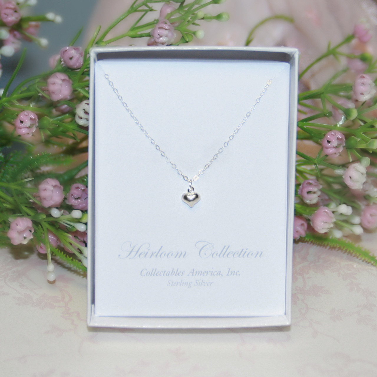 STG-277  Sterling Silver Puffed Heart Necklace