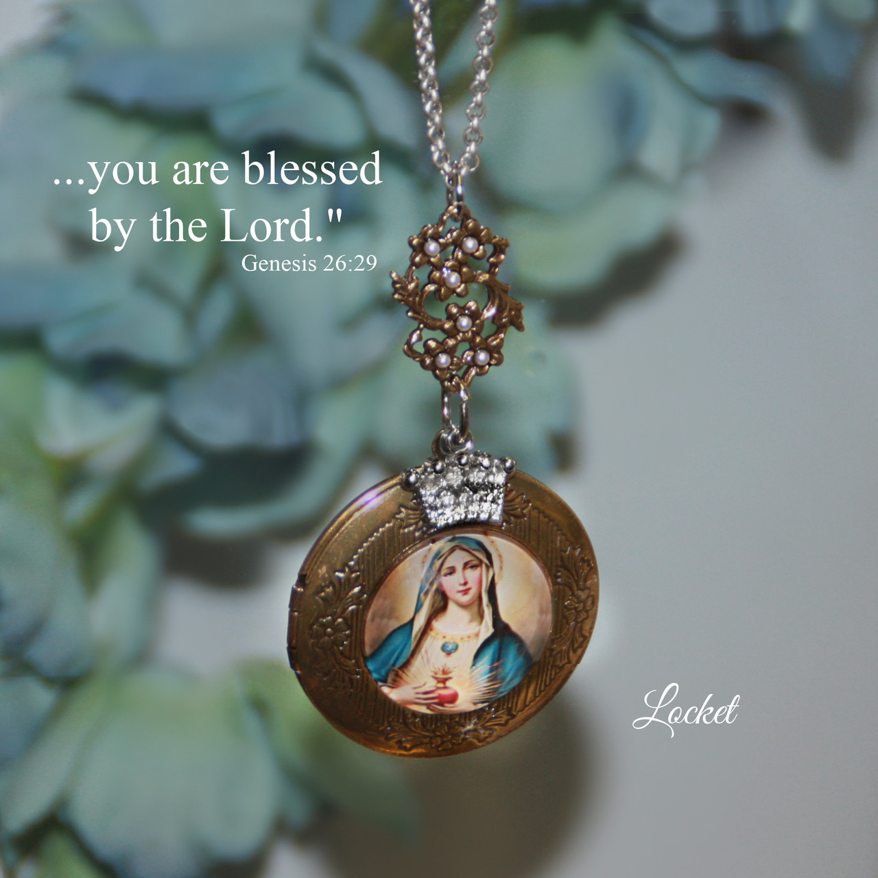 IN-648M  Beautiful Mary Vintage style Locket Necklace
