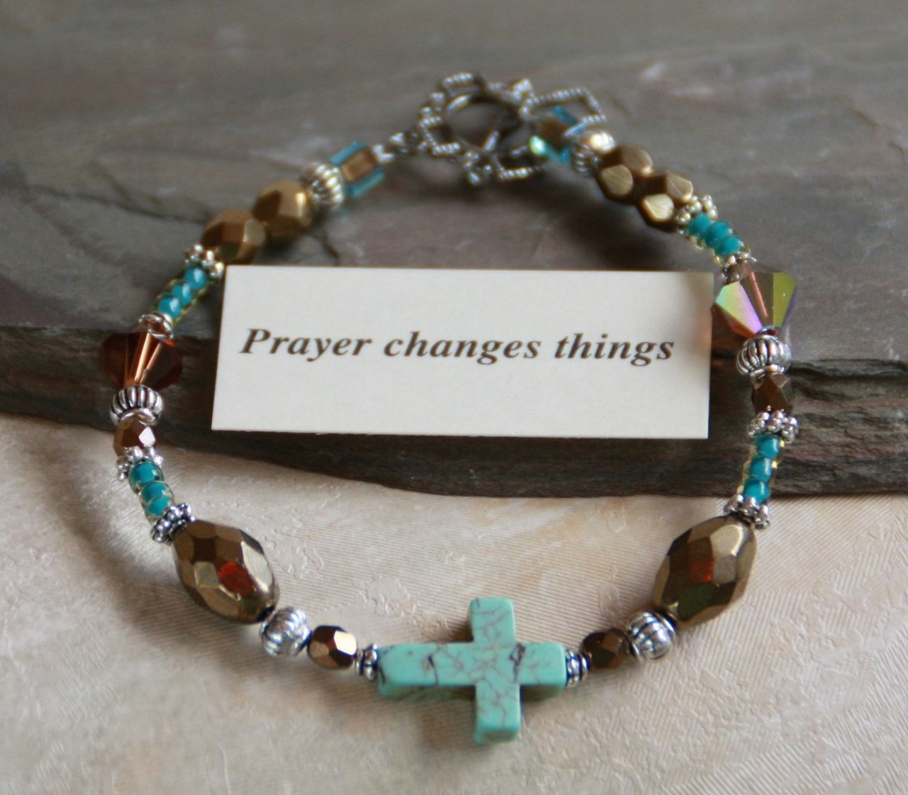 IN-324  Turquoise Cross Bracelet