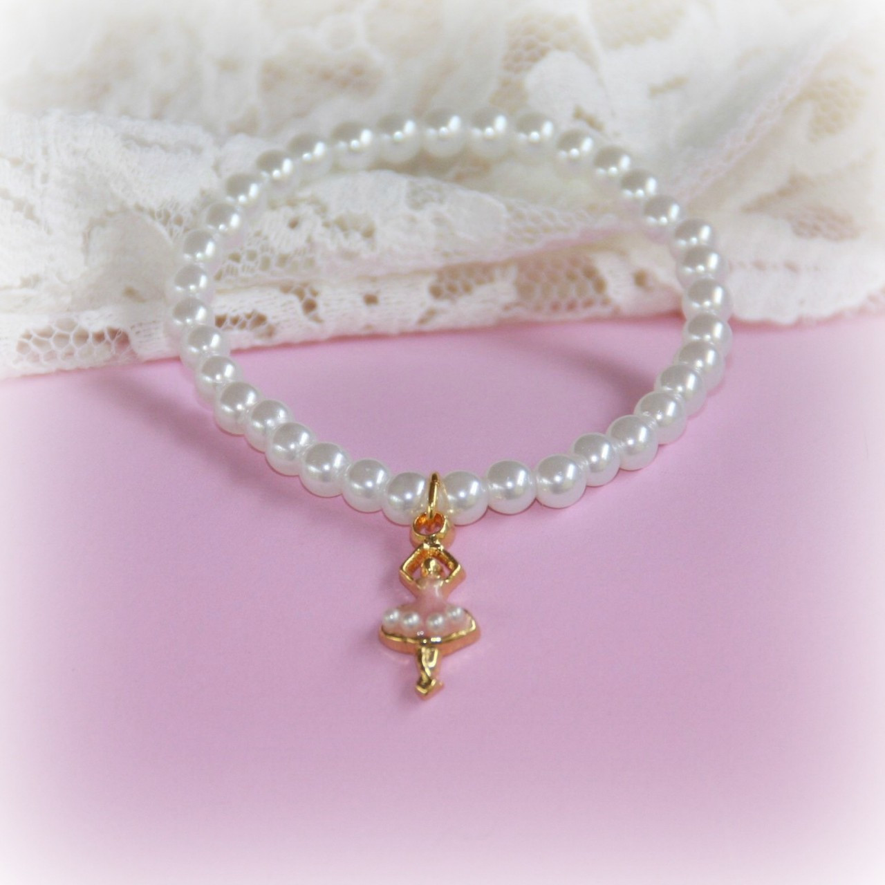 CJ-359  Ballerina Bracelet with Tiny Pearls 6"