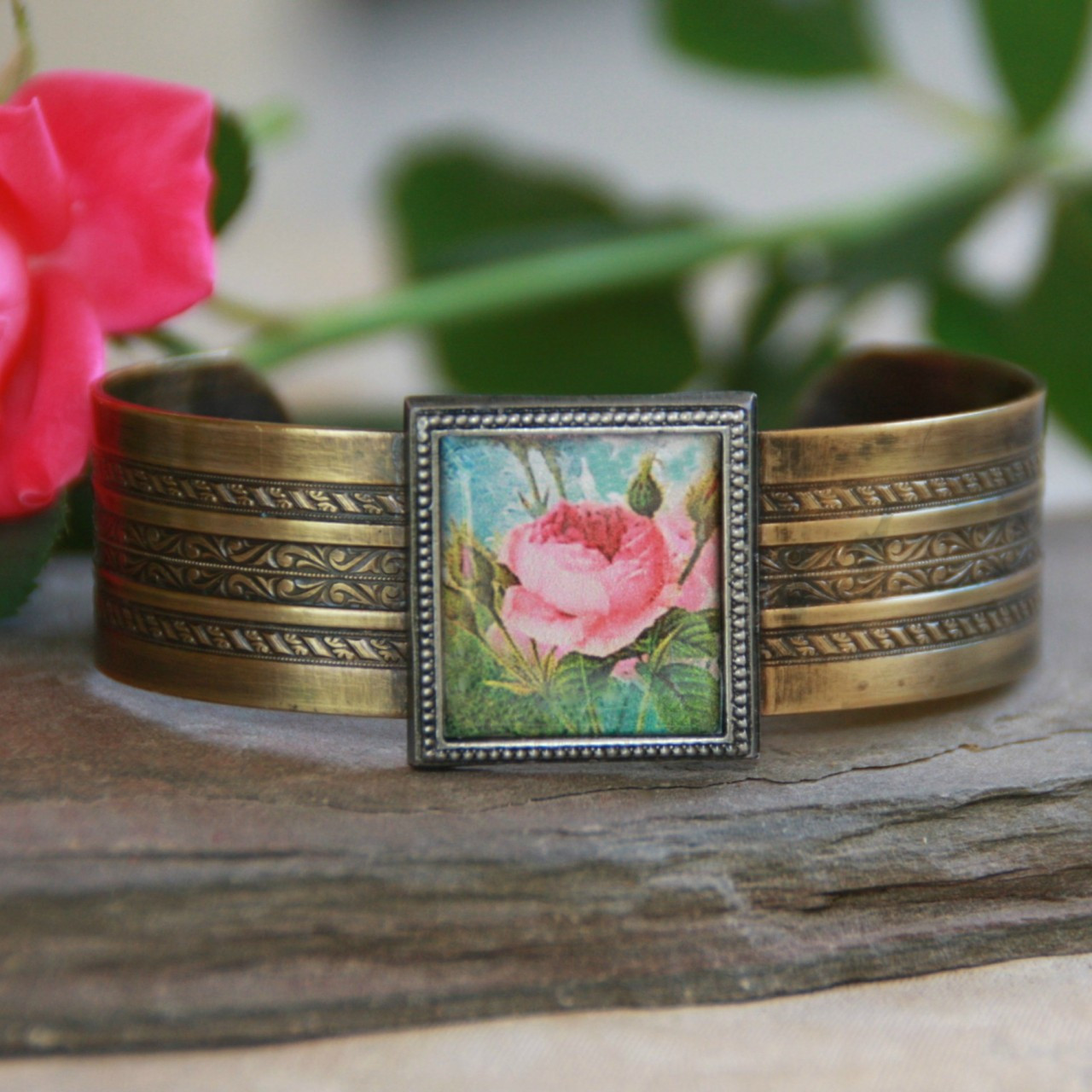 ART-112 Vintage Rose Cuff Bracelet