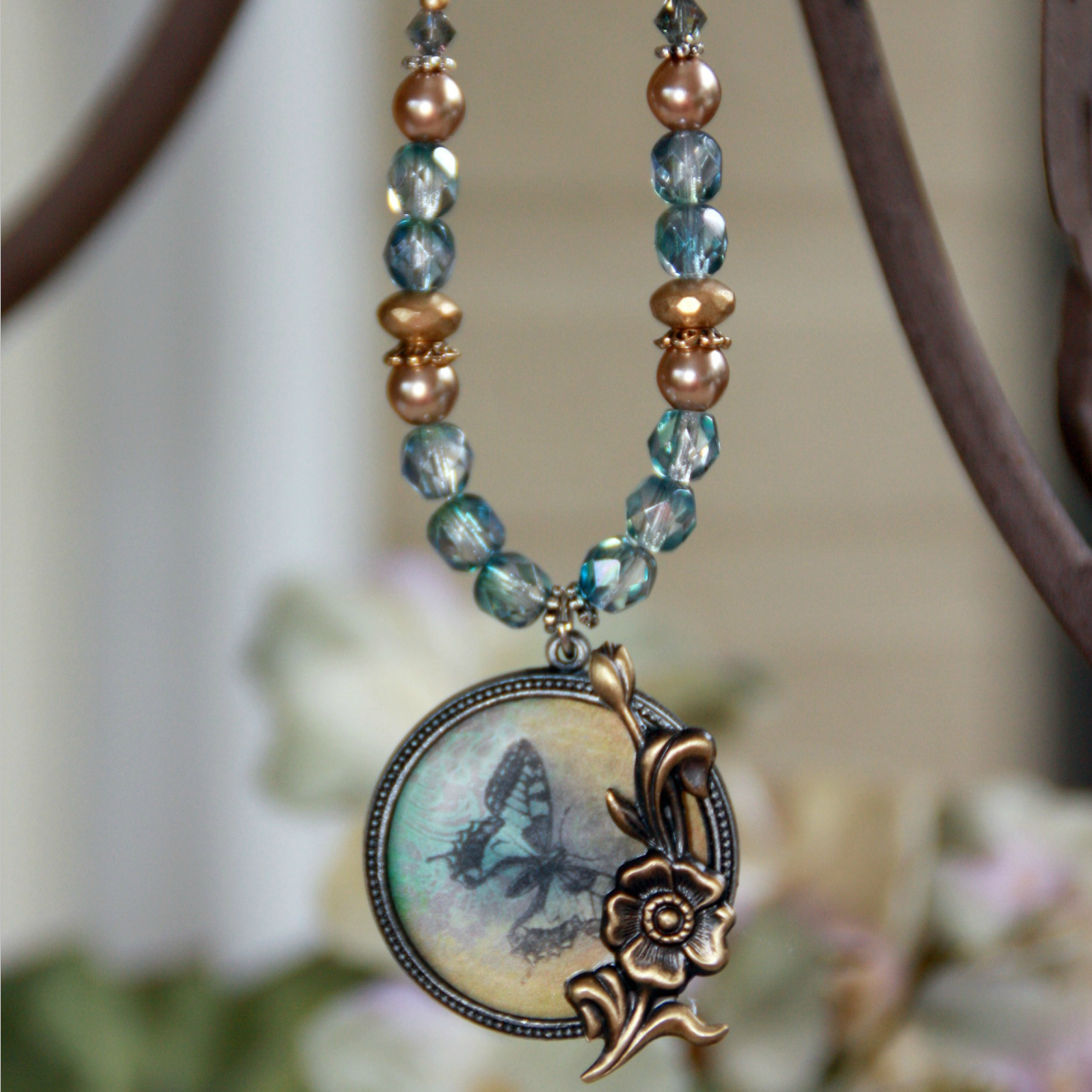 ART-213 Butterfly and Floral ART Collection Necklace