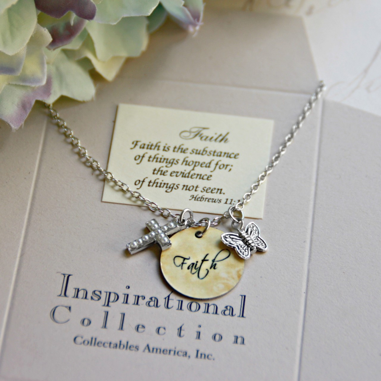 IN-488 Faith Charm Necklace with Seed Pearl Cross