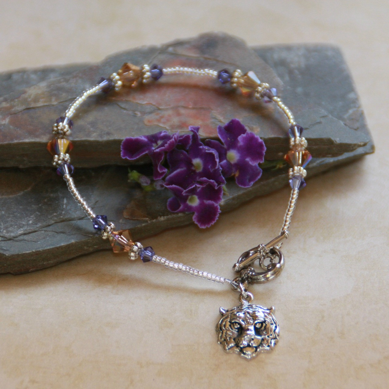 TG-2s Tiger Silver finish with Crystals Bracelet