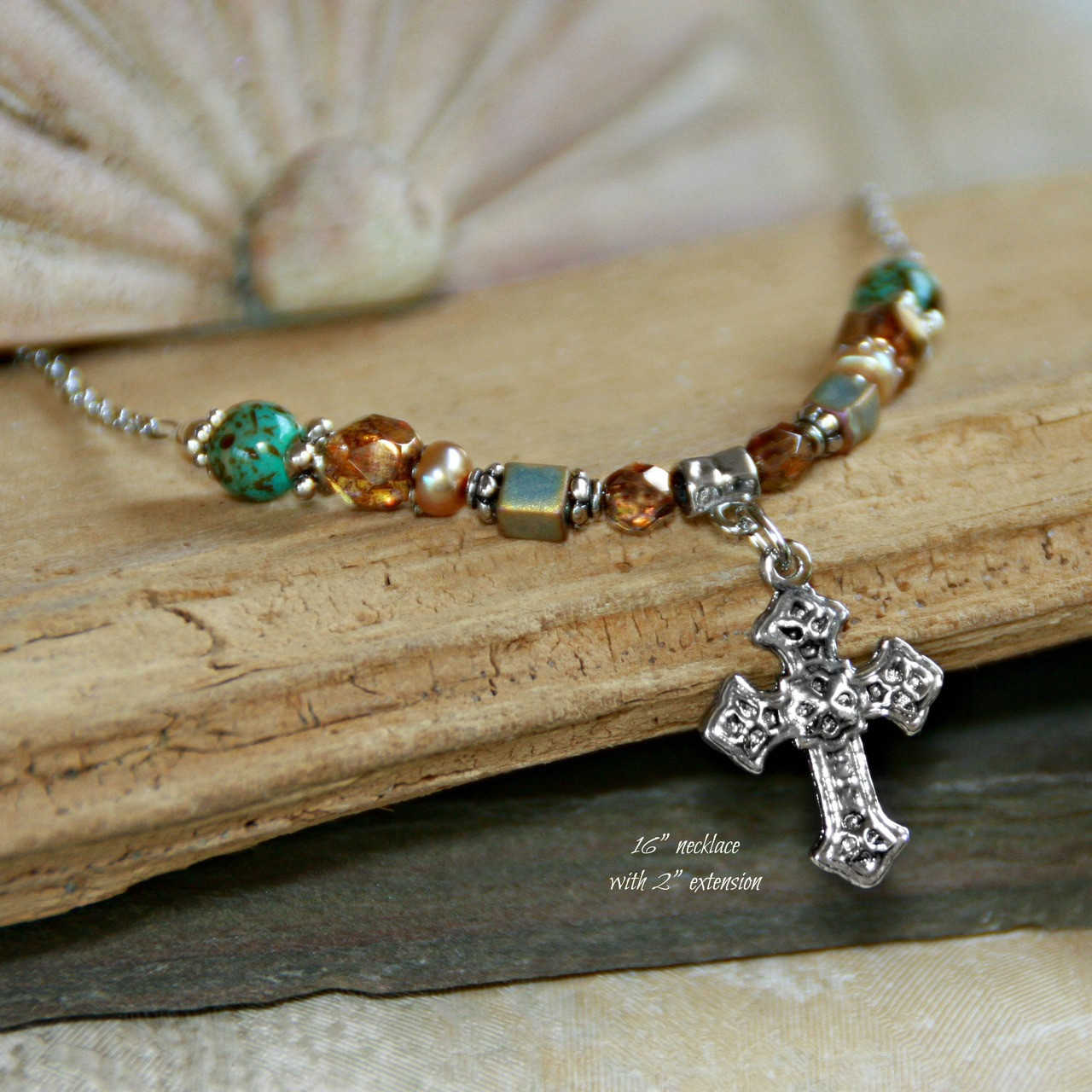 IN-476 Southwest Flair Cross Necklace, Great colors!